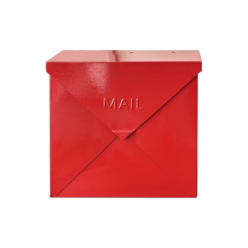 Image of NACH Mailboxes for Outside Wall Mount, 10 x 10 x 4 inch Red Mail Boxes for House Outside, Waterproof Mailboxes for Outside - Chicago Style Mail Box