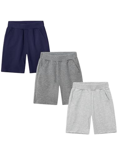 CAMLAKEE Kids Summer Shorts Joggers Boys Jersey Short Trousers 3 Pack Lightweight Children Solid Bottoms Style 10 UK: 3-4 Years (manufacturers's Size: 110)