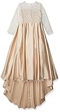 Christmas Flower Girl Dress Floor Length Button Draped Tulle Ball Gowns for Kids (10, Champagne)