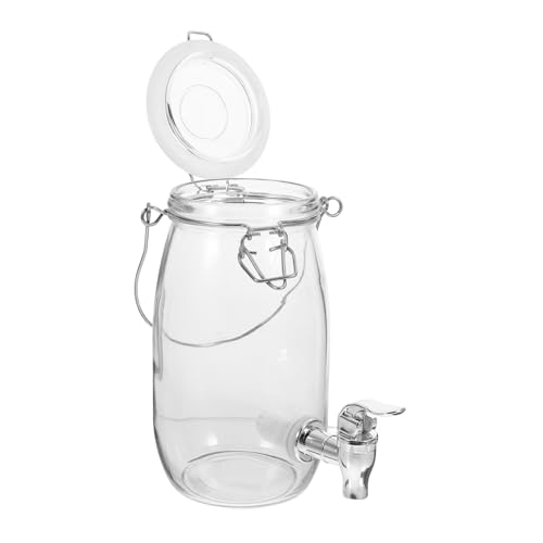 JECOMPRIS Dispensador De Bebidas De Vidrio 1.5l Con Grifo Abs, Tanque Para Jugos y Vino, Cuerpo De Cristal Transparente, Adecuado Para Uso Doméstico y Fiestas Familiares