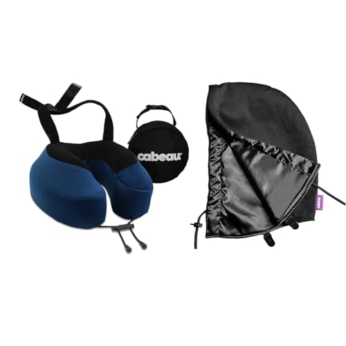 Almohada espuma viscoelástica para viaje con capucha adjunta miniatura 1