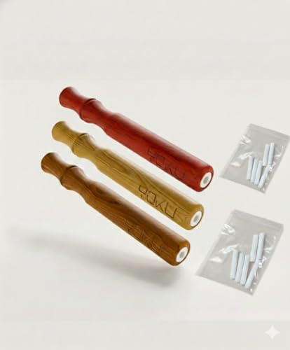 YOKU Wooden Breathing Stick – Pocket-Sized Mindful Breathing Trainer – Natural Airflow Stick for Habit Support & Relaxation, Set of 3 - Ashwood, Rosewood, Sapelewood.