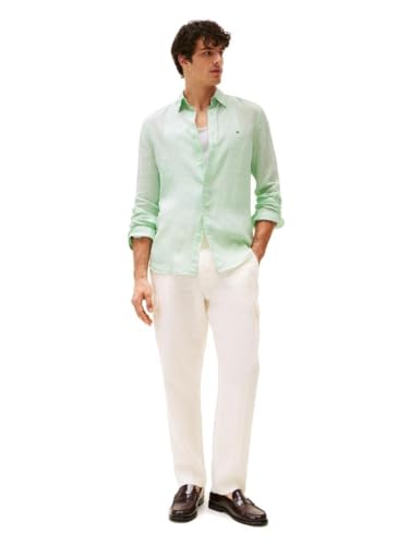 Image of Tommy Hilfiger Men's Long Sleeve Casual Linen Button Down Shirts in Regular Fit