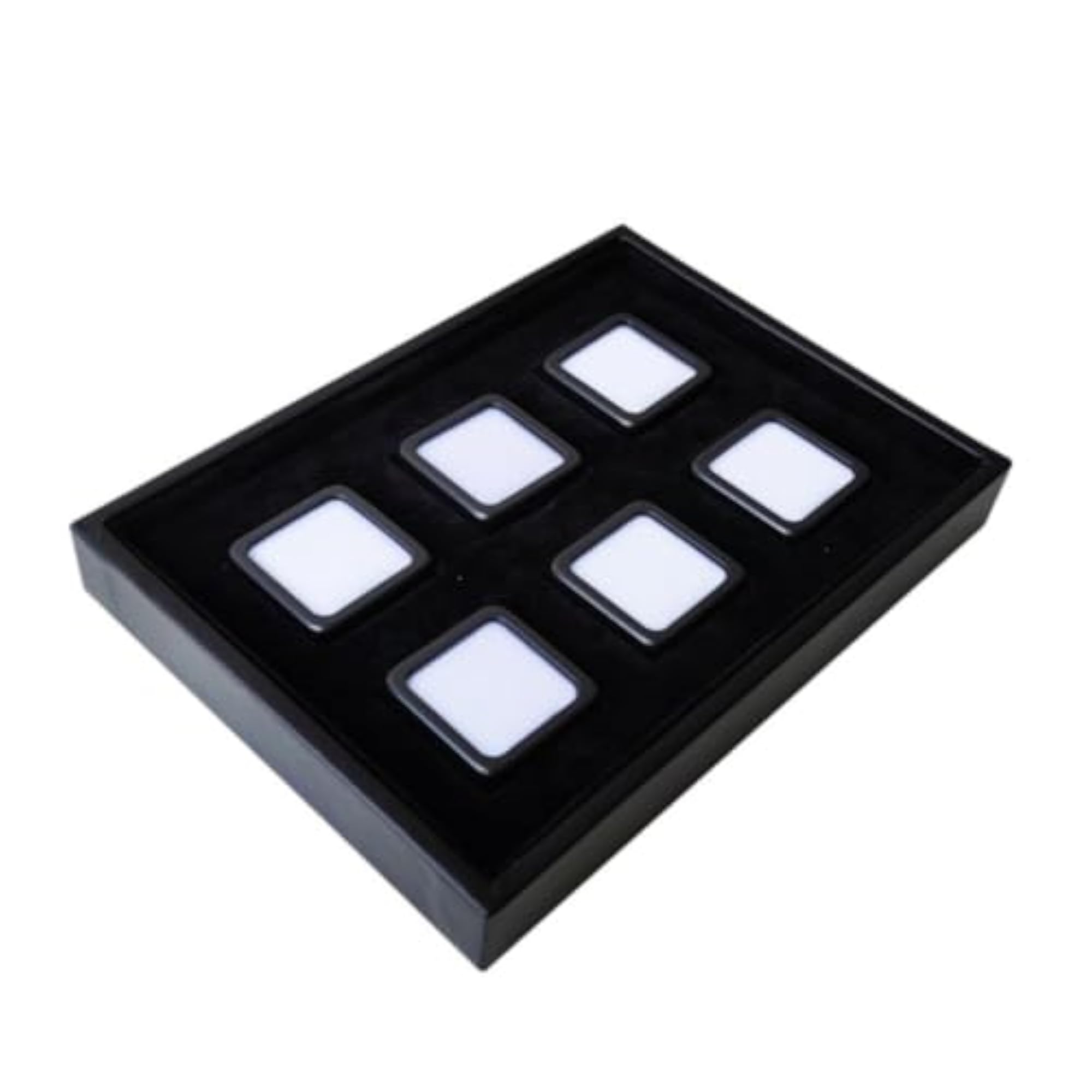 Jewelry Display Tray with 6 Slots, Soft Velvet-Lined Interior