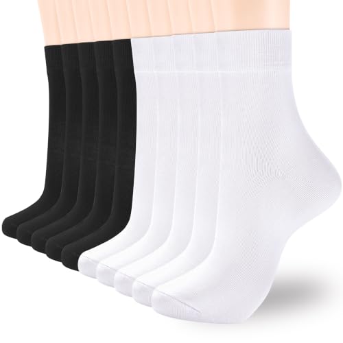 Image of ATBITER Women Thin Cotton Crew Socks,Ankle Bootie Casual Dress Socks 6Pairs | Above Ankle High Calf Cute Casual Socks,Soft Cozy Thin Enough Non Slip No Pilling.for Dress Flats Sneaker Shoes Size 6-9 /9-11