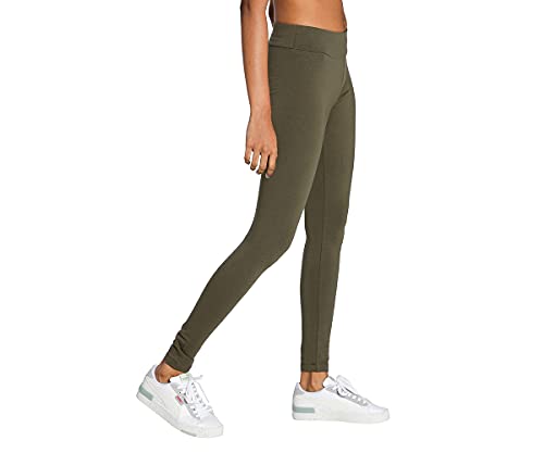 Image of Puma Women Mid Rise Essentialentials Graphic Leggings | Cotton-Blend Tight Fit Workout Tights | Stretchable Pull-On Gym Leggings | Stylish Everyday Legwear for Casual Or Fitnessential Use