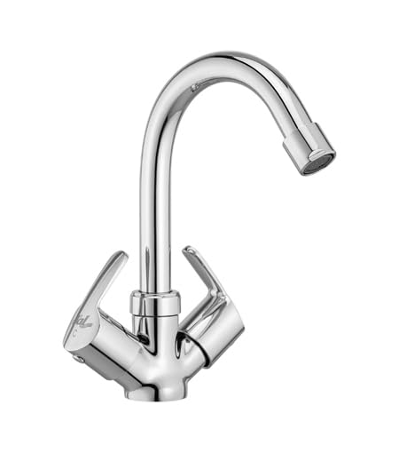 JAL Tizu Basin Single Hole Mixer with Swivel spout 15 mm Faucet | Stainless Steel | for Bathroom & Kitchen | Anti Rust | Chrome 3478