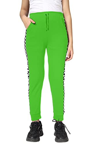 Image of KYDA KIDS Girls 100% Cotton Chess Print Track Pants | Elastic Waist Regular Fit | Soft Breathable Kids Casual Wear with Side Pockets Multicolor (Pack of 1)