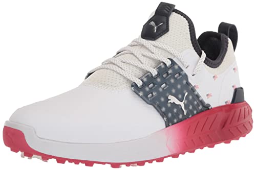 PUMA Golf Men's Ignite Articulate Volition Golf Shoe, Puma White-Puma Silver-Ski Patrol, 9.5