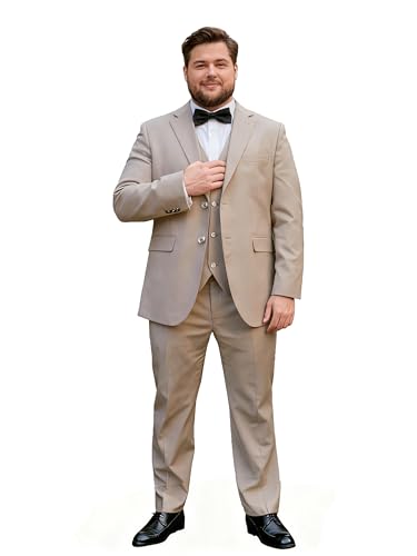 Plus Size Suits for Men Notch Collar Tuxedo Blazer Vest Pants Solid Prom Business Party Event Banquet Performance3