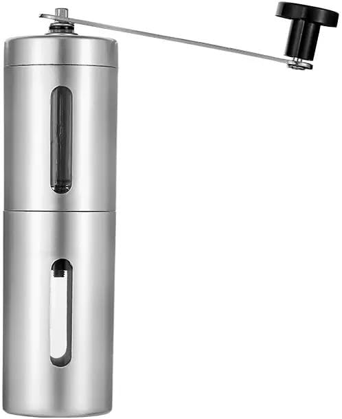 Manual Coffee Grinder, Multi Adjustable Settings, Portable Hand Coffee Grinder with Ceramic Burr & Detachable Hand Crank for Travel, Camping, Office, Espresso, Pour-Over and More, Silver