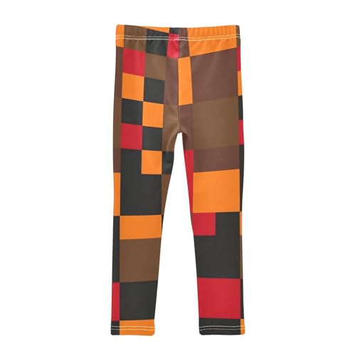 Red Black and Orange Plaid Girls Leggings Stretchy Dance Pants for Kids2