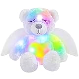 Athoinsu Light up Stuffed Angel Teddy Bear Animals LED Plush Glowing with Night Lights Wildlife Toys...
