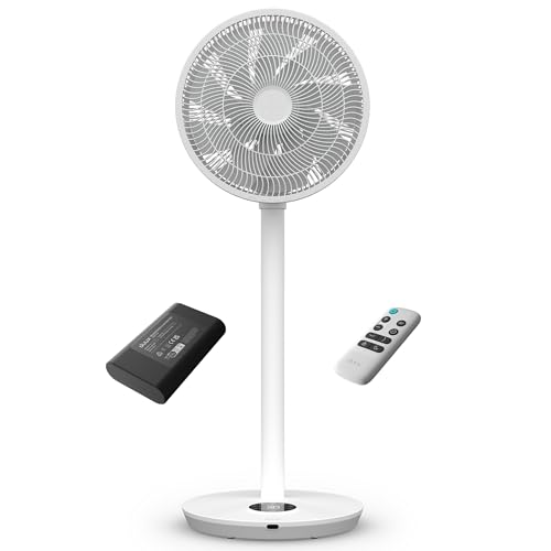 Duux Whisper Flex 2 Ventilator + Battery Pack Ultra Leise 13 dB Nachtmodus & Timer Höhenverstellbar (5492 cm) Kabellos nutzbar Energiesparend ab 2W Fernbedienung Weiß