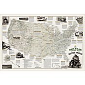 National Geographic Railroad Legacy Map of the United States, Laminated