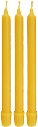 BCandle 100% Pure Beeswax Candles Organic Tapers - 8 Inches Tall, 3/4 Inch Diameter, Hand Made (Set of 3)