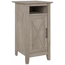 Bush Home Key West End Table with Door in Washed Gray, Compact Home Organizer, Storage Solution for Living Room or Bedroom