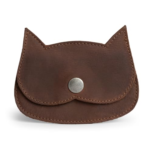 Image of Hide & Drink, Cat Shape Wallet Handmade from Full Grain Leather - Bourbon Brown