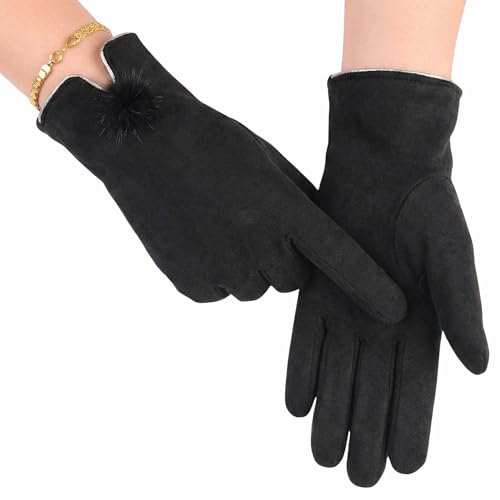 Image of Kraptick Women's Winter Woollen Gloves-Premium Thermal Fleece Lined Touchscreen Hand Warmer Gloves for Cold Weather, Cycling & Driving Soft Fur Cable Knit Elastic Mittens