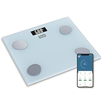 Sansui Smart Bluetooth Body Fat Analyser, Body Composition Weighing Scale, 150 kg (White)
