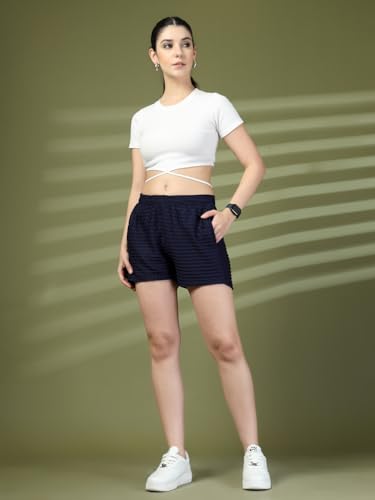 Image of UZARUS Women's Elastic Waist Shorts Night Wear Sports and Running Gym Workout and Yoga Regular Fit Short for Women Combo (Pack of 2)