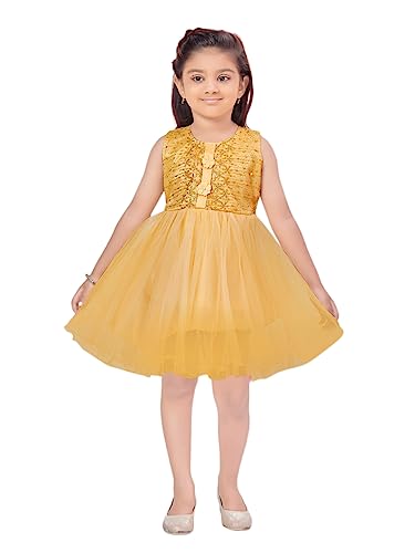 Image of Aarika Girls Fawn Color Net Frock