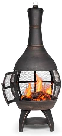 Dellonda Deluxe 360° Chiminea/Fire Pit/Outdoor Heater - Antique Bronze Finish - DG112