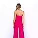 Summer casual fashion pure color one-shoulder wrapped chest shoulder-revealing long pants set (Rose red,M)