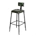 Lxn Counter Black Height stołek barowy w stylu industrialnym retro, kwadratowy stołek barowy z metalu, kuchnia z taboretami na oparcie, wygodna skóra, tapicerowana (1 sztuka w zestawie)