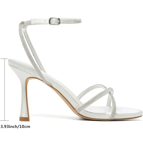 Image of Mostrin Strappy Heels for Women Ankle Strap Heels Women's Heeled Sandals for Party Prom Wedding
