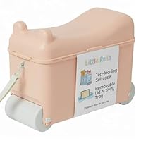 Little Rolla Kids Ride On Suitcase with Removable Activity Tray | Easy Access Top Loading Ride-On Children's Luggage | Carry-On Approved Kids Cabin Bag | Ages 2-7 | Dusty Pink