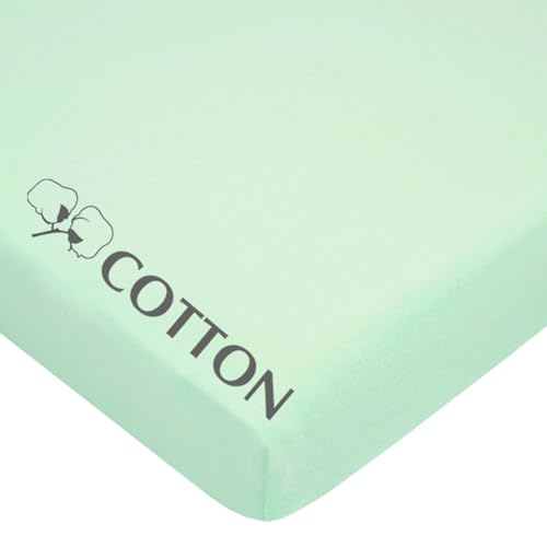 Image of American Baby Company 100% Natural Cotton Fitted Mini Crib Sheet 38 inch x 24 inch - Soft & Breathable Small Nesting Portable Crib Sheet, Fits Pack N Play Mattresses, Mint, for Boys & Girls