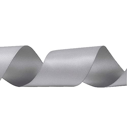 Image of Solid Color Double Faced Silver /Grey Satin Ribbon 1-1 /2 inch X 50 Yards, Ribbons Perfect for Crafts, Wedding Decor, Bow Making, Sewing, Gift Package Wrapping and More