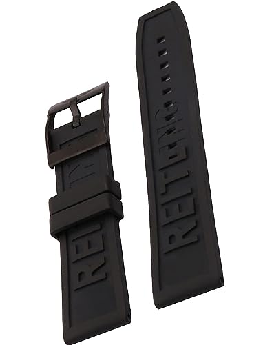 Bracelet de montre pour Breitling 24mm en noir intense avec boucle ardillon haut de gamme