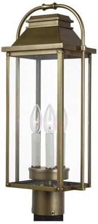 Feiss-OL13207PDB Wellsworth - 3 Light Outdoor Post Lantern-20.75 Inches Tall and 8.5 Inches Wide, Finish Color: Painted Distressed Brass