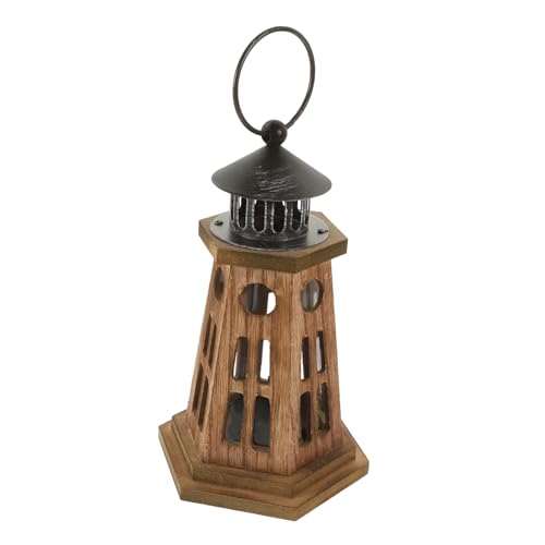 GOOHOCHY 1pc Tealight Holder Tabletop Ornament Rustic Candle Holder Taper Candle Stand Revolving Lighthouse Outdoor Lantern Garden Lights for Tapered Candles Tea Candle Wooden