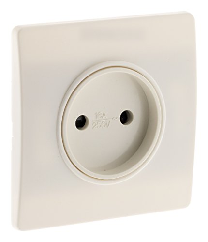 Zenitech - Toma 2P 16A Borne-Auto Con Tornillos + Garras - Compatible Con Cajas Empotradas Estándar - Fijación Con Tornillos y Garras - Cableado Rápido - Certificado CE y NF - Blanco