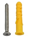 NACX M8 x 40mm Plastic Expansion Tube with Self-Tapping Screws, for Construction, Industry, 40Pcs (Yellow)
