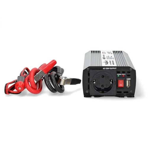 Power Inverter änderte Sinus-Wellen - Eingangsspannung: 12 V DC - Geräteausgangsanschluss: Type F (CEE 7/3) / USB-A - 230 V AC 50 Hz - 600 W - Spitzenleistung: 1200 W