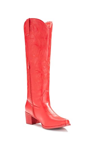 Image of IUV Cowboy Boots For Women Pointy Toe Women's Western Boots Cowgirl Boots Mid Calf Boots