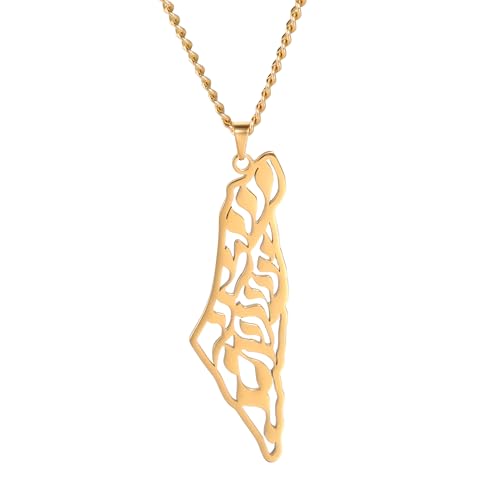 925 Sterling Silver Israel Necklace For Women And Men, 14K Filled Gold Israel Pendant Necklace - Israel Map Pendant Necklaces Country Geography, Necklace For Patriots