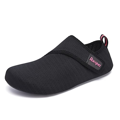 Racqua Water Shoes For Women Quick Dry Barefoot Aqua Swim Beach Yoga Socks Pool Surfing Diving Kayaking Black/Rose 7-8 #TOP4