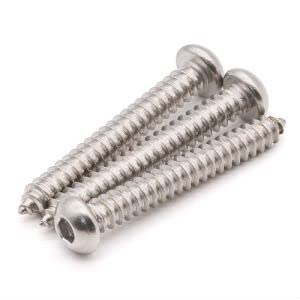 25 PCS M6 x 40mm Button Socket Head Cap Self Tapping Screws, 304 Stainless Steel, Button Socket Head Wood Screws, Allen Socket Hex Drive