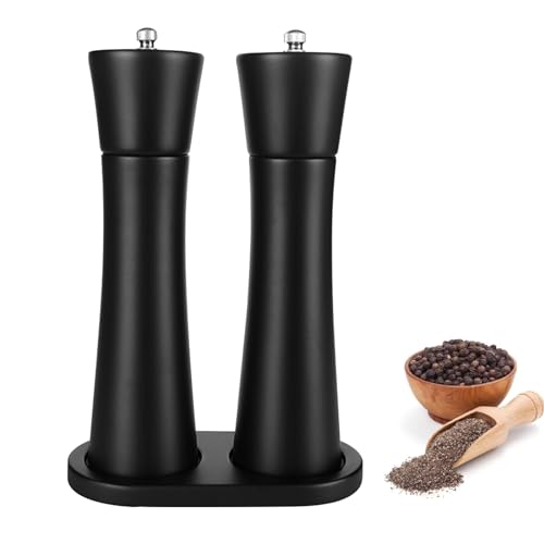 Moulin à poivre et sel en bois anti-poussière avec socle pour table propre