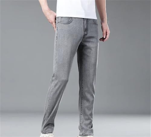 Men's Thin Lyocell Jeans Soft Stretch Slim Fit Business Fashion Casual Elastic Denim Pants4