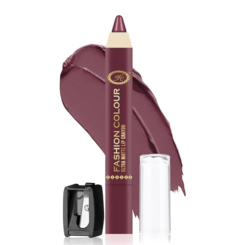 Image of FASHION COLOUR Ultra Matte Lip Crayons With Free Sharpener | Smudge Proof And Waterproof | For Hydration And Moisturization | Long Lasting Lipwear with Matte Finish, Cruelty-free and Paraben-free - 2.5 gm(Almond Pink)
