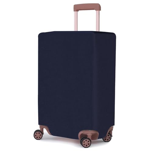 Image of Plain Polyester Suitcase Cover Stretchable Trolley Bag Protective Cover Dust and Scratch Resistant Luggage Cover for Travel (Plain-Navy Blue-M)