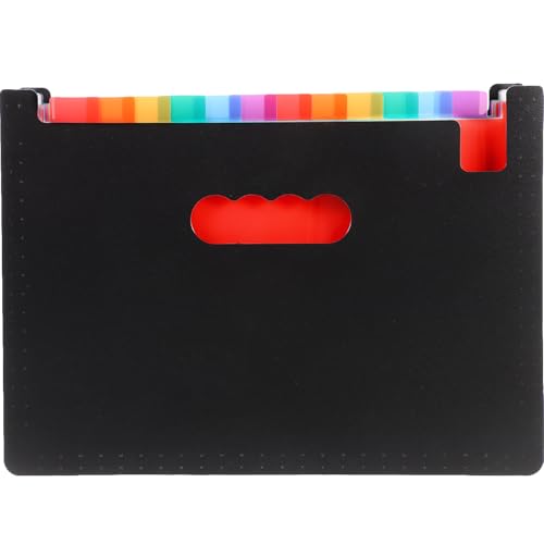 MINAOLULUS Carpeta de Archivos Expandible Negra 25 Compartimentos, Organizador de Archivos Multicapa en Material Pp, Tamaño A4 Portátil para Oficina y Almacenamiento de Documentos