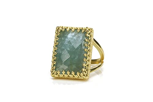 Bague Aigue-Marine Rectangulaire or 14k oubliez les bijoux fragiles qui ternissent