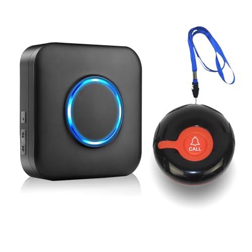 Caregiver Pager Wireless Call Button Nurse Alert System,Life Alert Beeper for Elderly Monitoring Emergency Button Bell,1000FT Panic Call Button Alarm Nurse Care for Seniors Patients,Waterproof